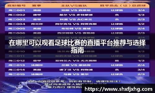 在哪里可以观看足球比赛的直播平台推荐与选择指南