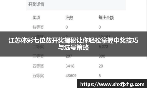 江苏体彩七位数开奖揭秘让你轻松掌握中奖技巧与选号策略