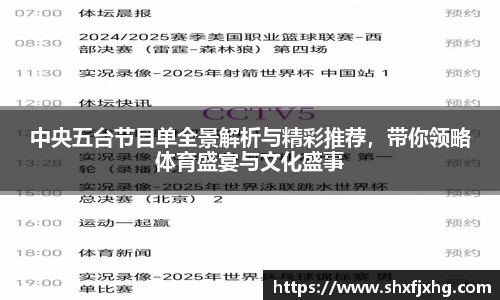 中央五台节目单全景解析与精彩推荐，带你领略体育盛宴与文化盛事